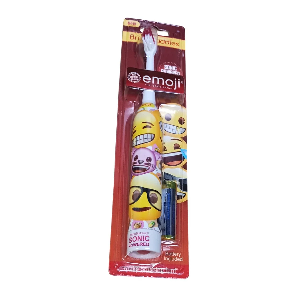 Brush Buddies Emoji Sonic Toothbrush Battery Powered + 36 Flossers Kids Set New